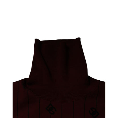 Dolce & Gabbana Maroon Monogram Turtleneck Pullover Sweater Dolce & Gabbana