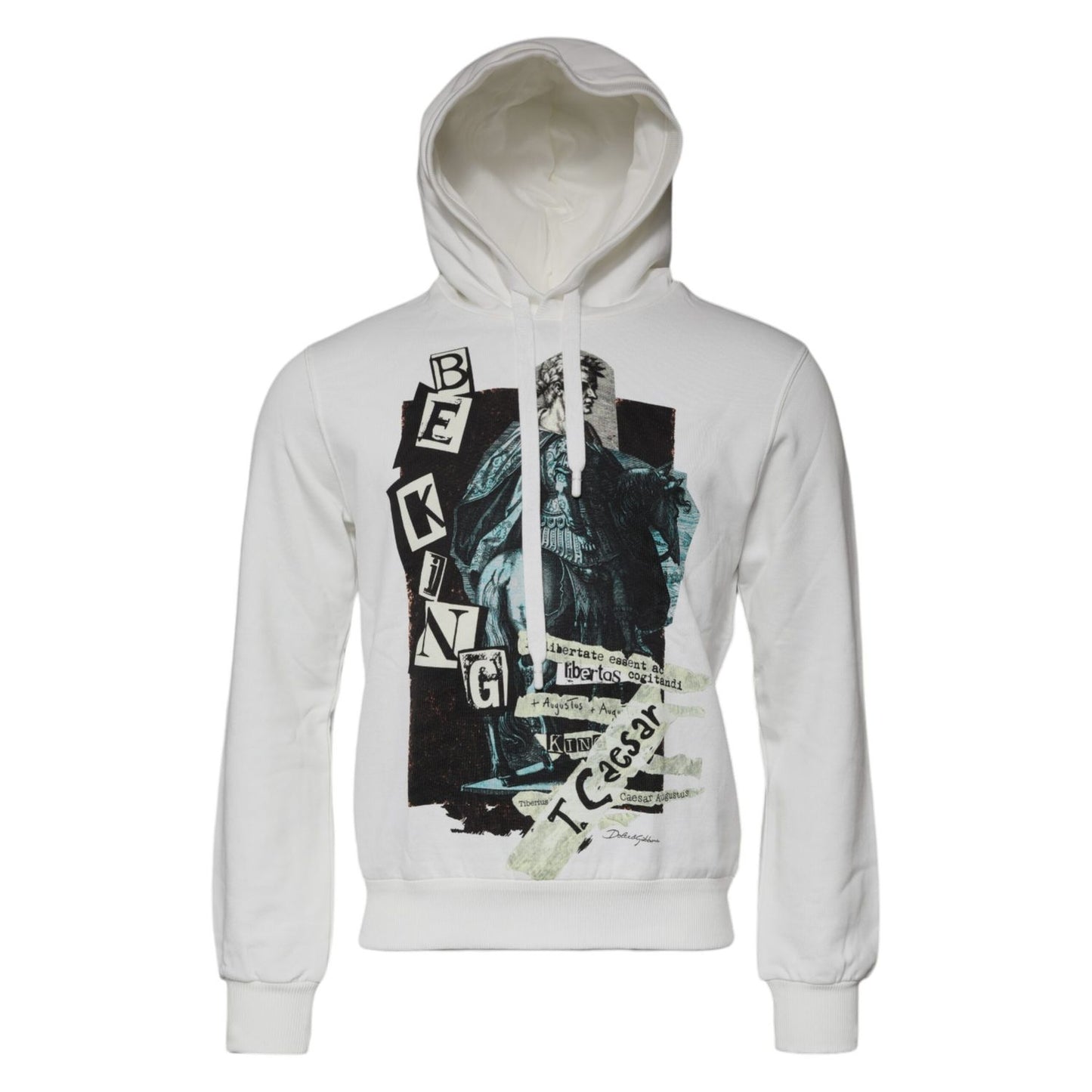 Dolce & Gabbana White Caesar Cotton Hooded Pullover Sweater Dolce & Gabbana