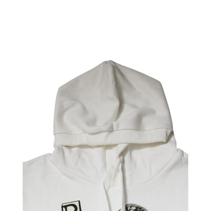 Dolce & Gabbana White Caesar Cotton Hooded Pullover Sweater Dolce & Gabbana