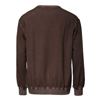 Dolce & Gabbana Brown Logo Print Crew Neck Pullover Sweater