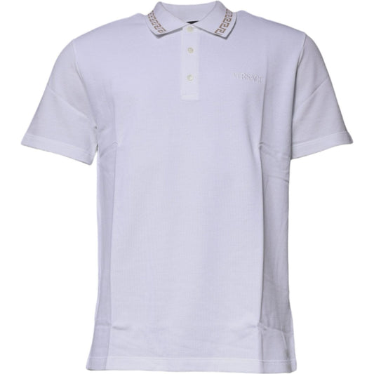 Versace White Viscose Collared Men Polo Short Sleeves T-shirt TSH87198-50