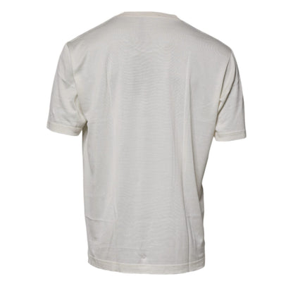 Dolce & Gabbana Off White Silk CrewNeck Short Sleeve T-shirt