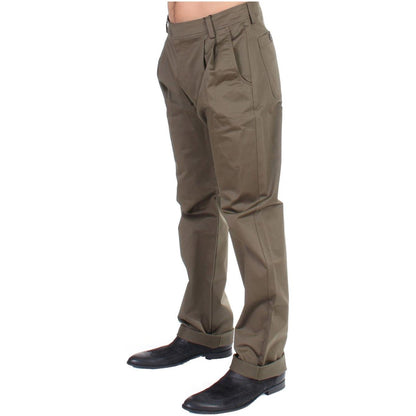 GF Ferre Green Cotton Stretch Comfort Fit Pants
