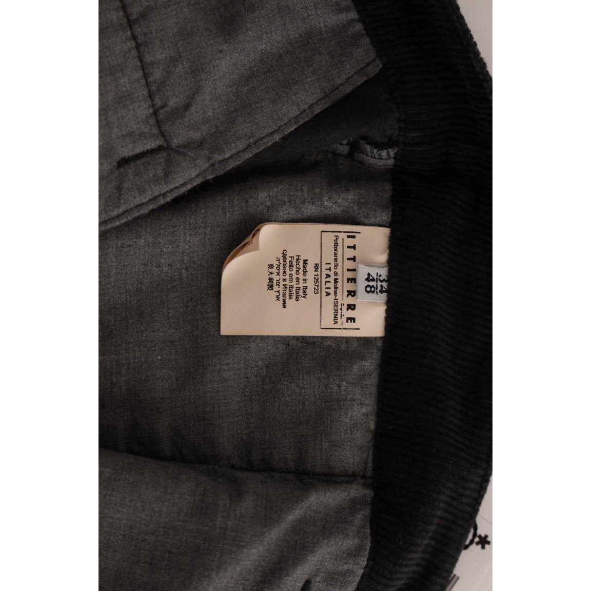 GF Ferre Black Corduroy Cotton Straight Fit Pants