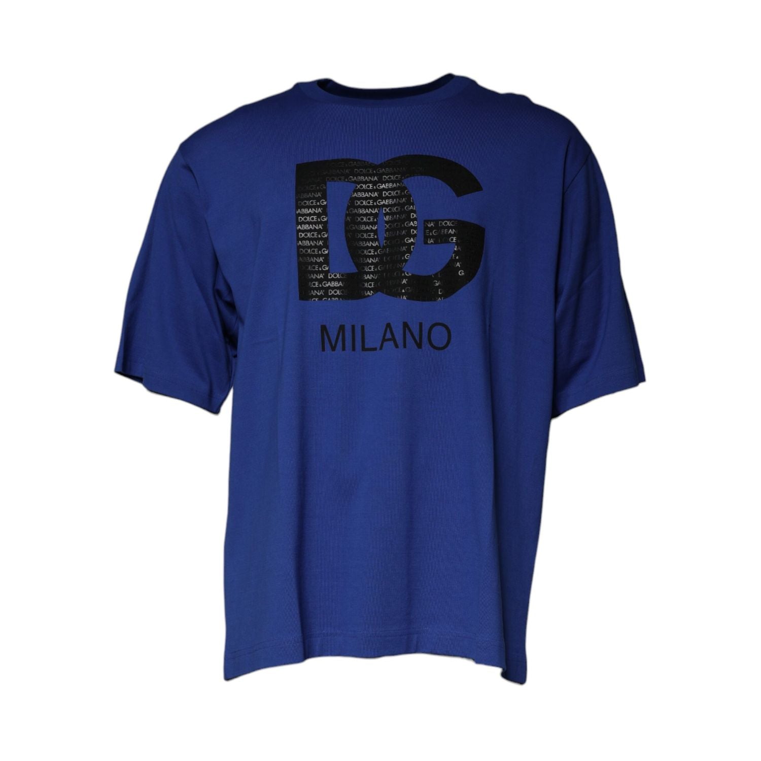 Dolce & Gabbana Blue Logo Print Cotton Men Crew Neck T-shirt