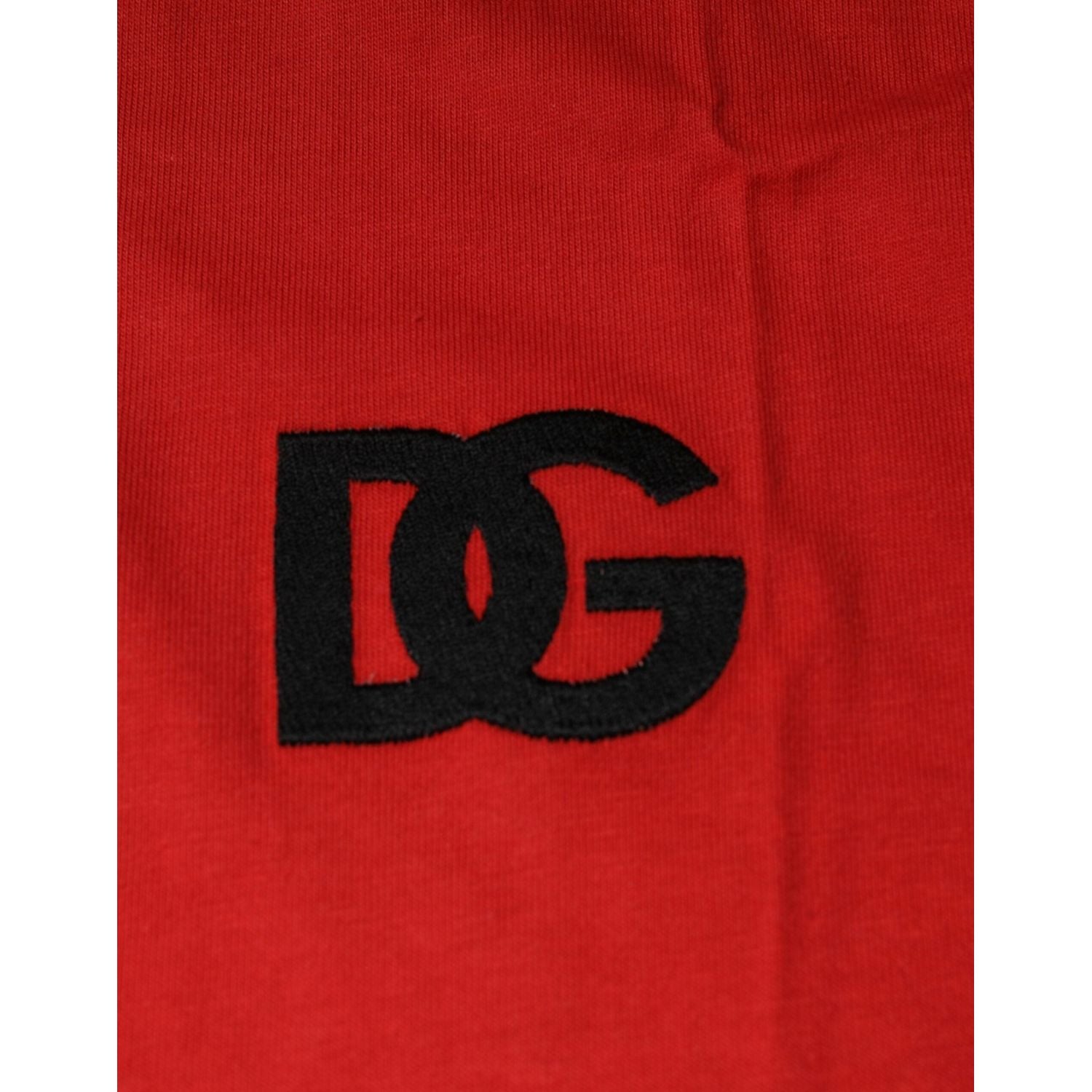Dolce & Gabbana Red DG Logo Cotton Crew Neck T-shirt