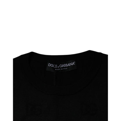 Dolce & Gabbana Black Silk Round Neck Sleeveless T-shirt