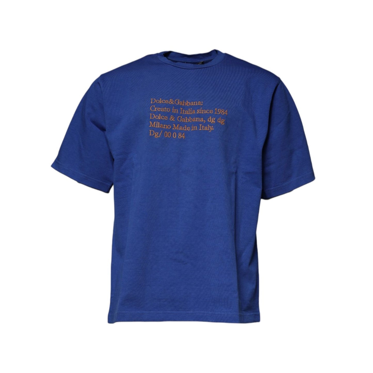 Dolce & Gabbana Blue Graphic Print Cotton Crew Neck T-shirt