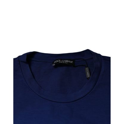 Dolce & Gabbana Blue Graphic Print Cotton Crew Neck T-shirt