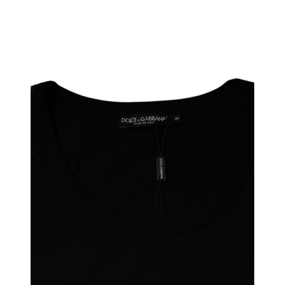 Dolce & Gabbana Black Cotton Round Neck Sleeveless T-shirt