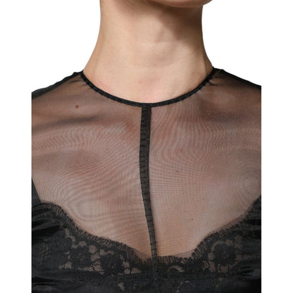 Dolce & Gabbana Black Tulle A-line Midi Cocktail Gown Dress