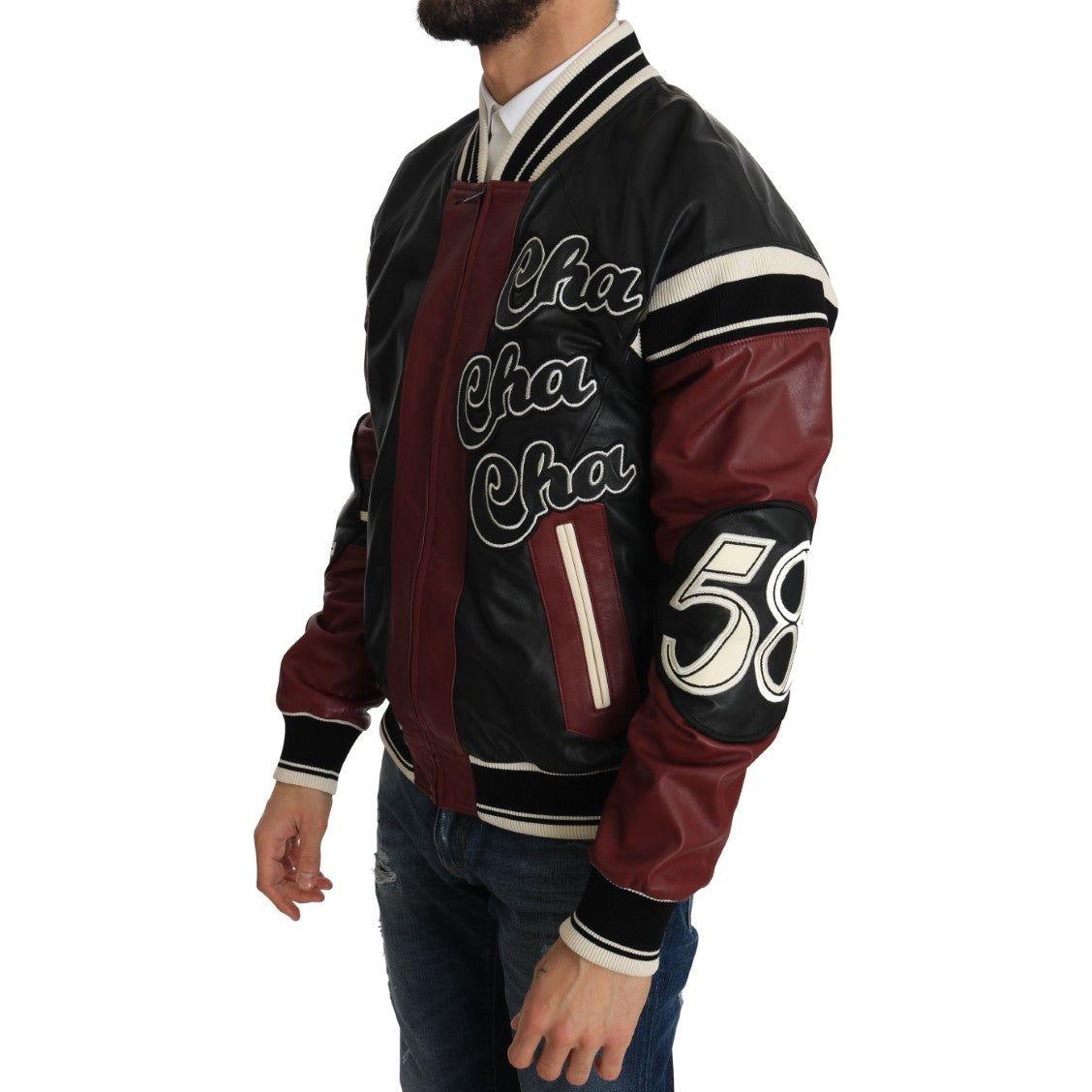 Dolce & Gabbana Leather Club Lounge Black Red Jacket