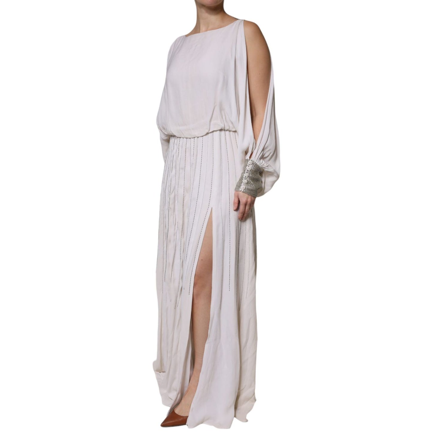 Christian Pellizzari Off White Embellished Long Maxi Dress