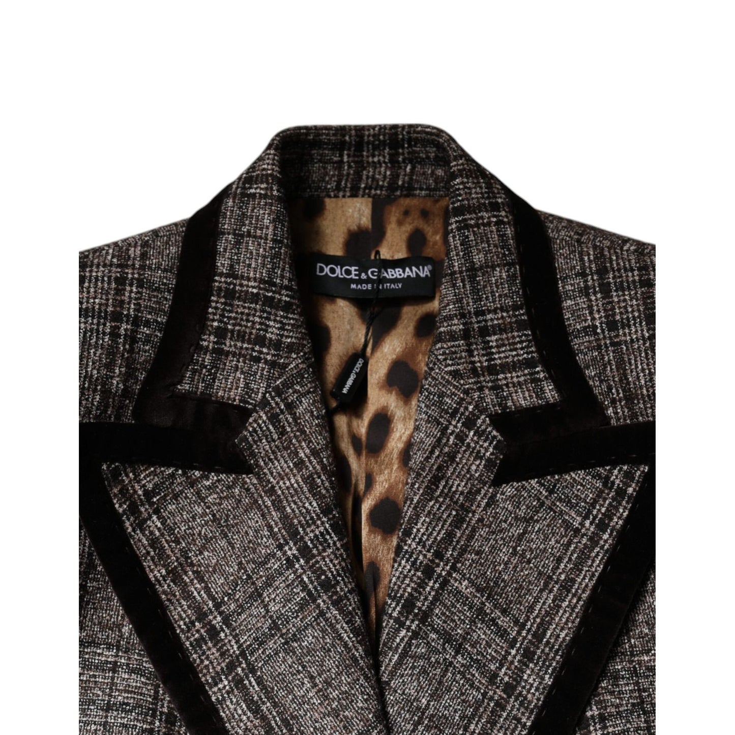 Dolce & Gabbana Brown Plaid Long Sleeve Cropped Coat Jacket