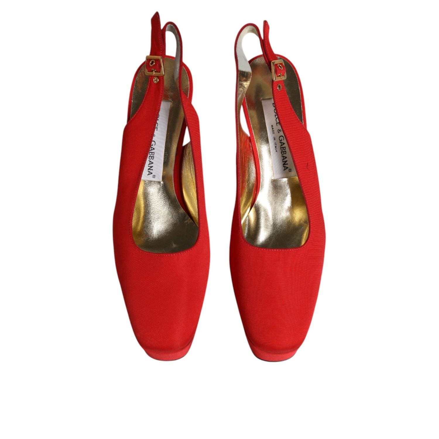 Dolce & Gabbana Red Platform Slingback Heels Sandals Shoes
