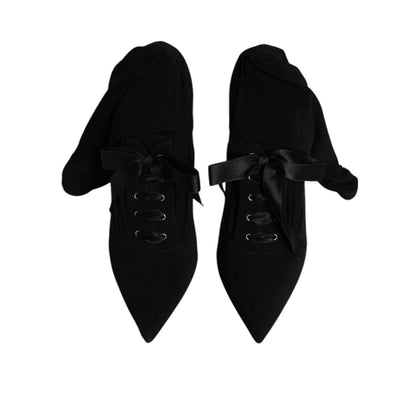 Dolce & Gabbana Black Stiletto Heels Mid Calf Boots Shoes