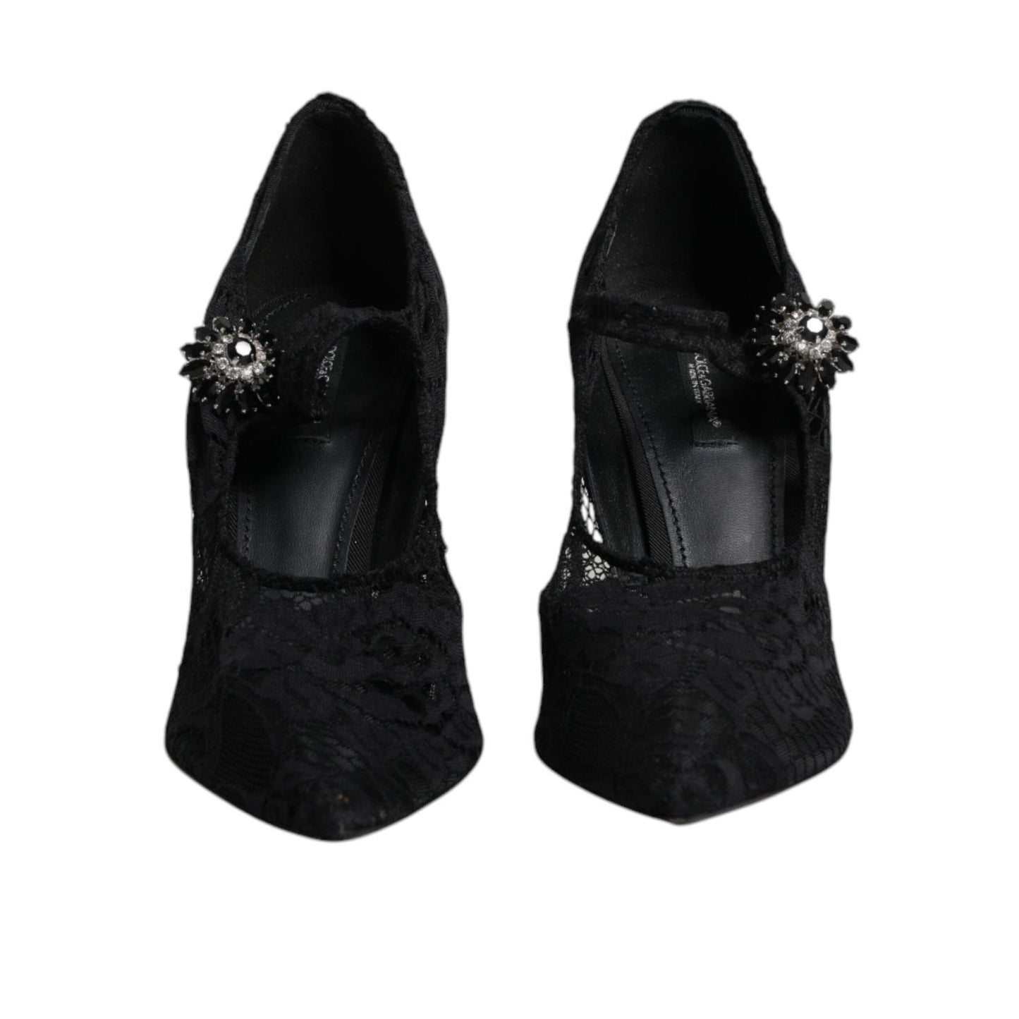 Dolce & Gabbana Black Lace Crystals Mary Jane Pumps Shoes