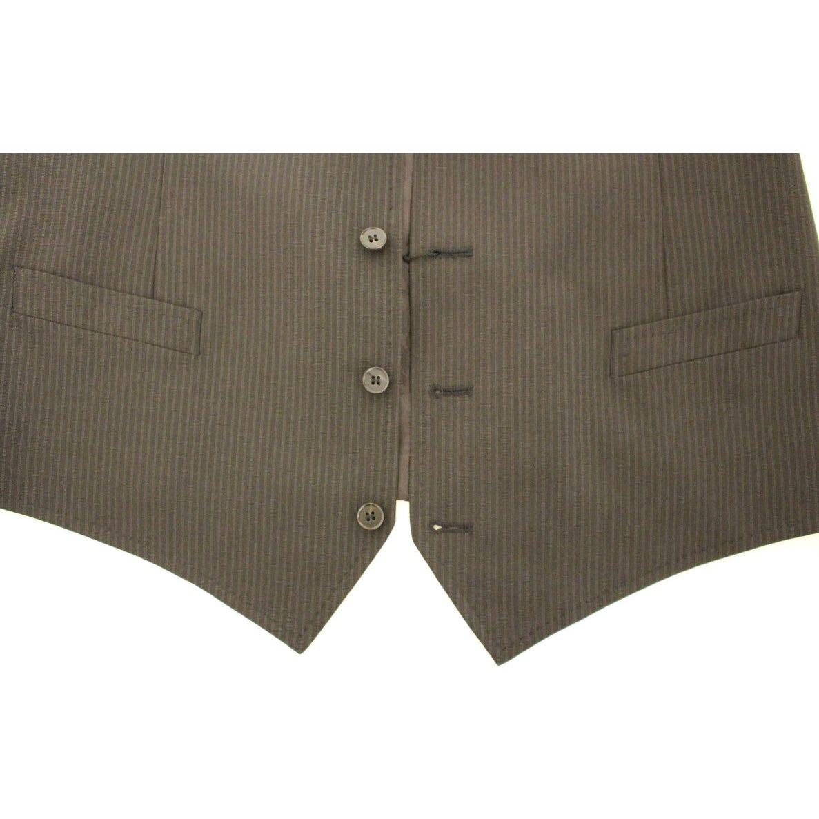 Dolce & Gabbana Brown Striped Stretch Dress Vest