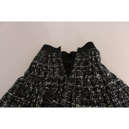 Dolce & Gabbana Black Check Flounce Detailed Wool Mini Skirt