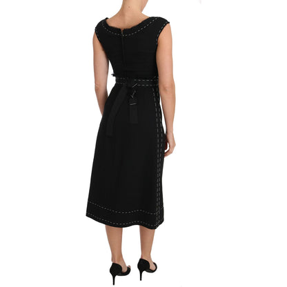 Dolce & Gabbana Black Wool Stretch A-line Sheath Dress