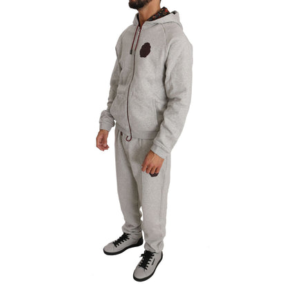 Billionaire Italian Couture Gray Cotton Sweater Pants Tracksuit