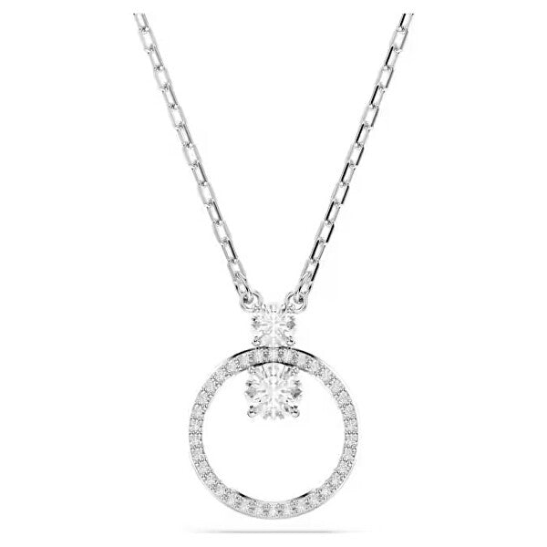 Elegant Swarovski silver necklace with crystal pendant, showcasing exquisite design and craftsmanship, ideal for ladies' fashion.