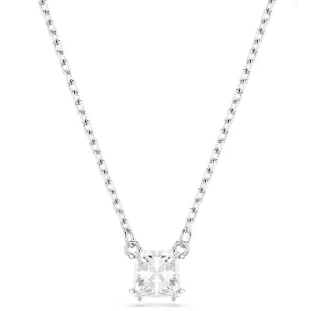 Elegant silver necklace with a single crystal pendant on a fine chain