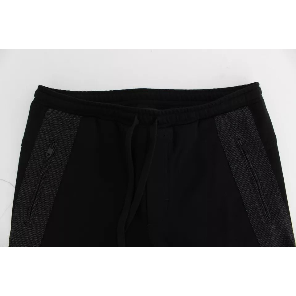 Dolce & Gabbana Black Gray Wool Casual Trousers Stripe Pants Dolce & Gabbana