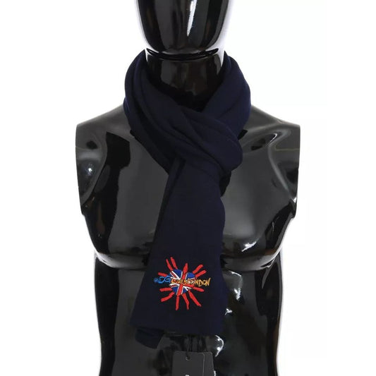 Dolce & Gabbana Blue Wool #DGLovesLondon Shawl Scarf MS2294