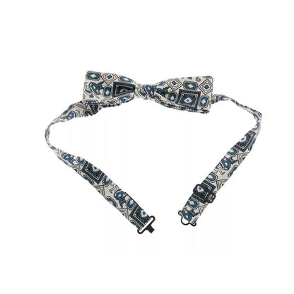 Dolce & Gabbana White Blue Silk Bowtie Leather Belt Gift Box Set