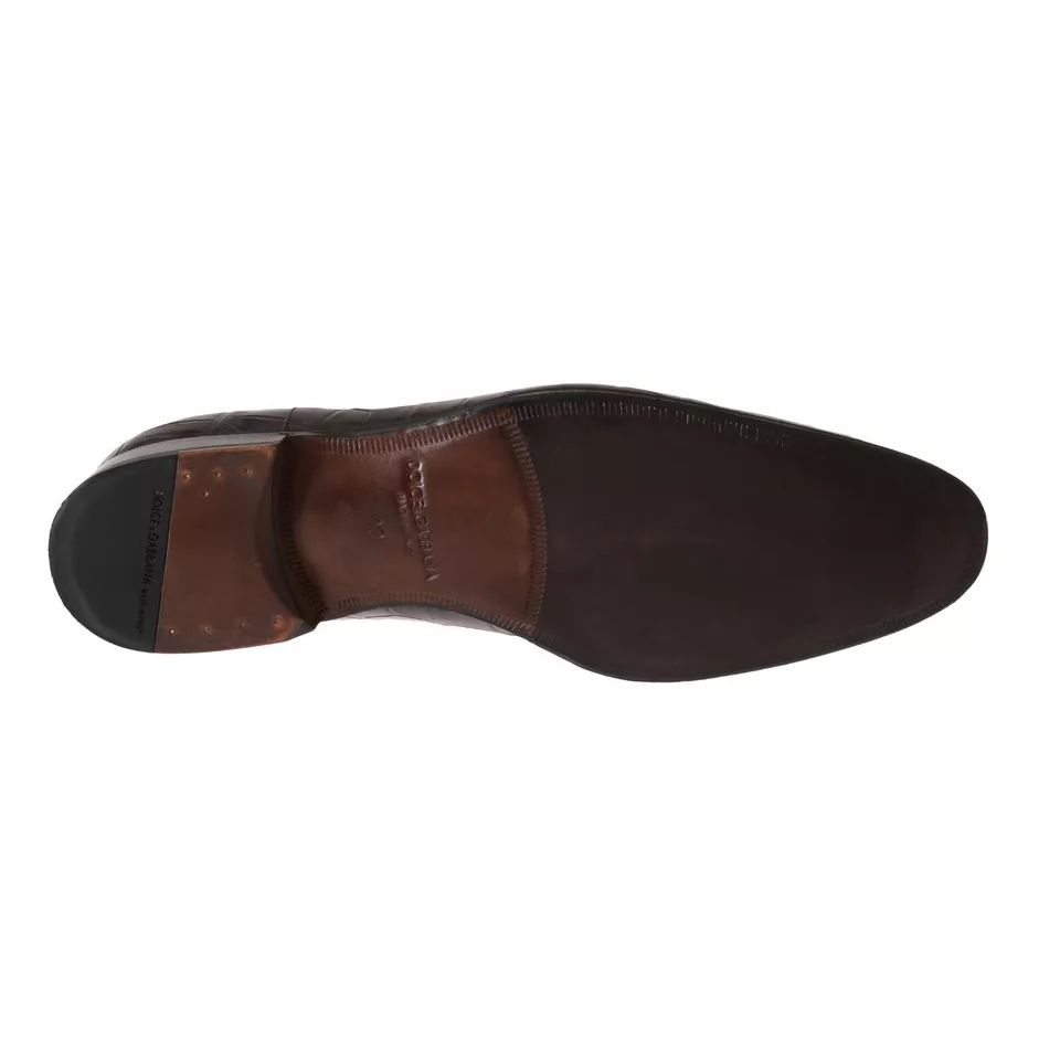 Dolce & Gabbana Brown Patterned Leather Dress Formal Shoes