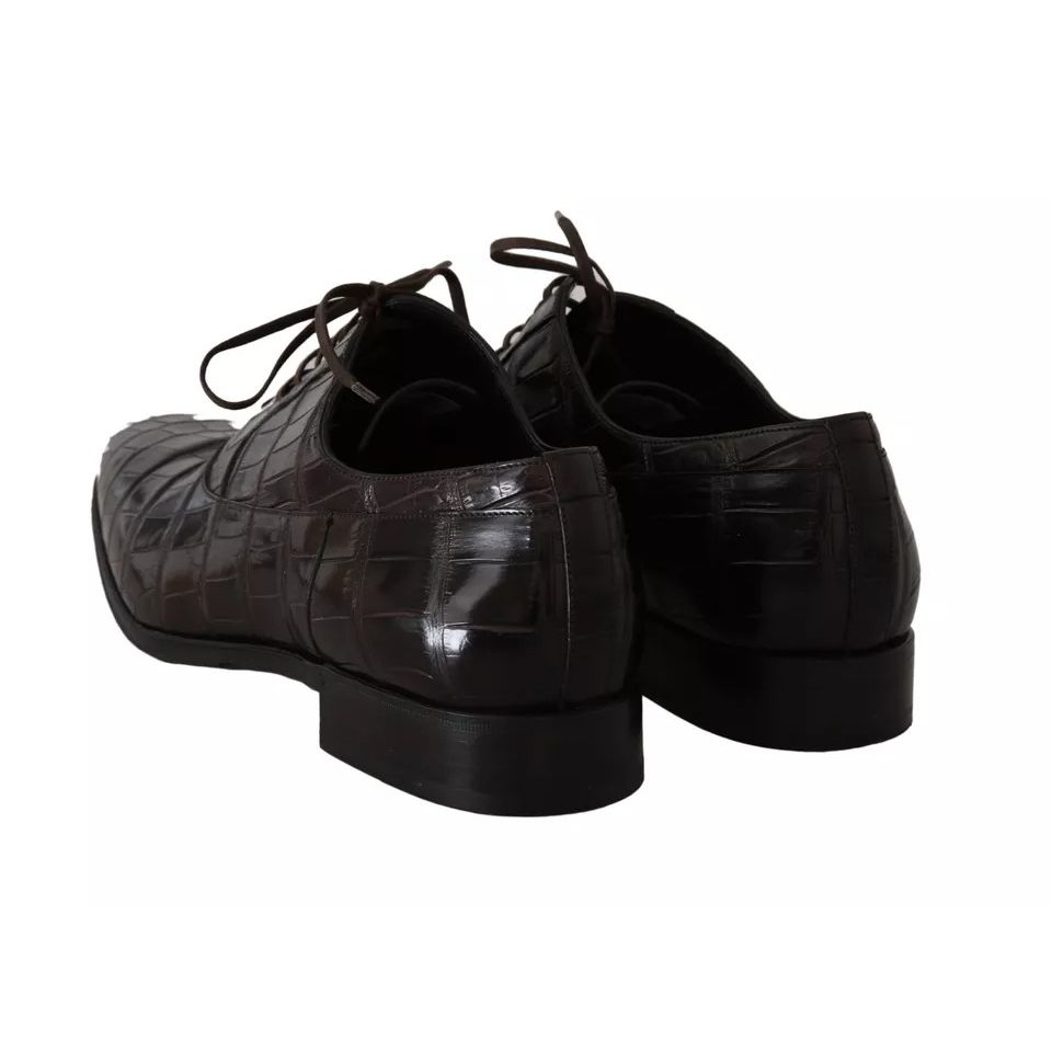 Dolce & Gabbana Brown Patterned Leather Dress Formal Shoes