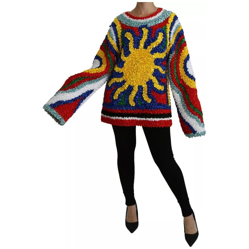 Dolce & Gabbana Multicolor Sun Ruffled Top Blouse Sweater TSH4226-40