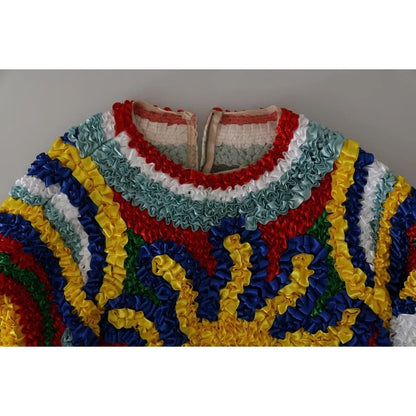Dolce & Gabbana Multicolor Sun Ruffled Top Blouse Sweater