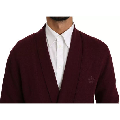Dolce & Gabbana Bordeaux Cashmere Crown Cardigan Sweater Dolce & Gabbana