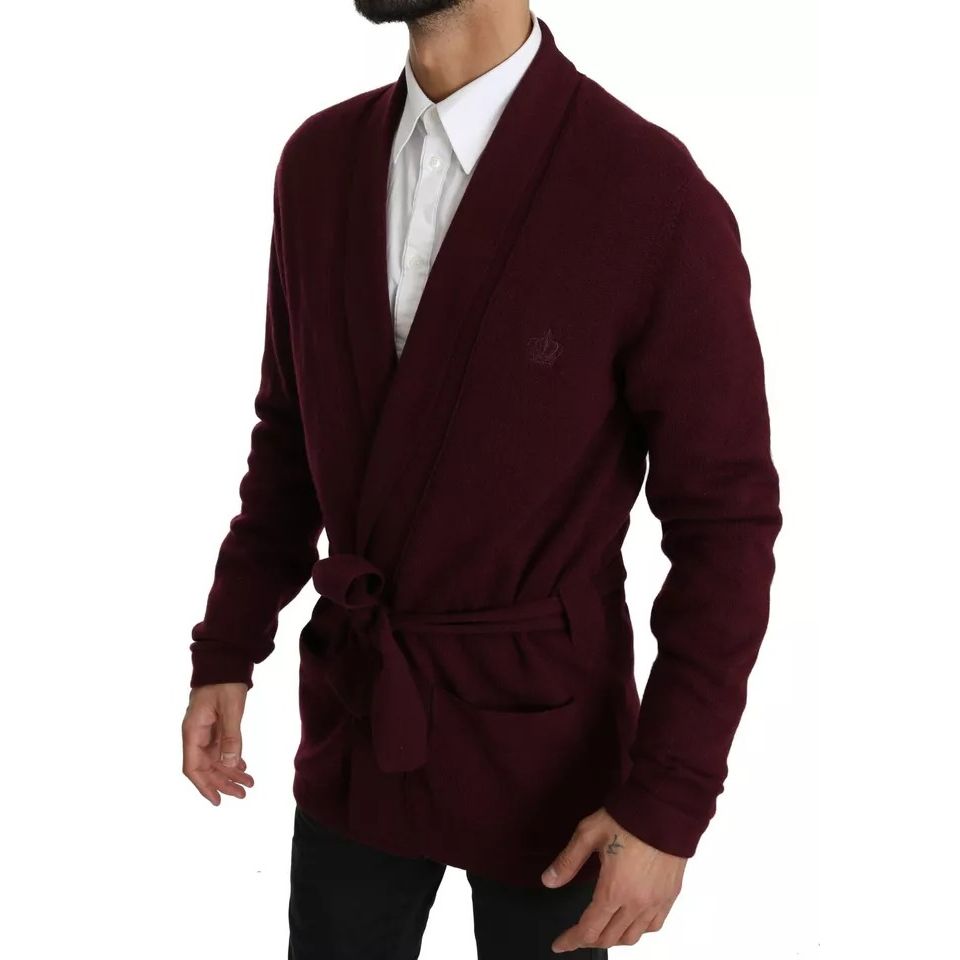 Dolce & Gabbana Bordeaux Cashmere Crown Cardigan Sweater Dolce & Gabbana