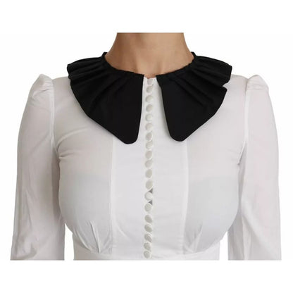 Dolce & Gabbana Black White Decorative Buttons Tops Shirt Blouse