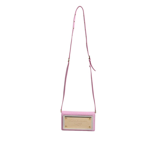 Dolce & Gabbana Pink Exotic Leather Logo Plaque Crossbody Bag BAG4156