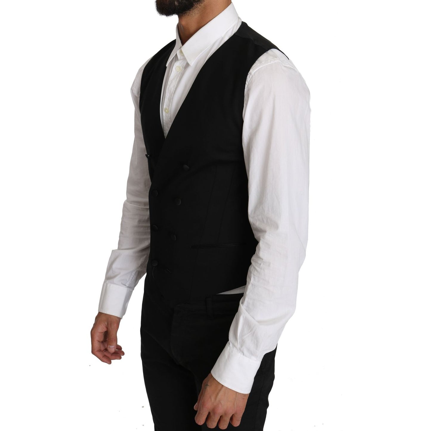 Dolce & Gabbana Gray Wool Double Breasted Waistcoat Vest