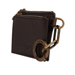 Dolce & Gabbana Brown Leather Zip Logo Keyring Coin Purse Keyring Wallet