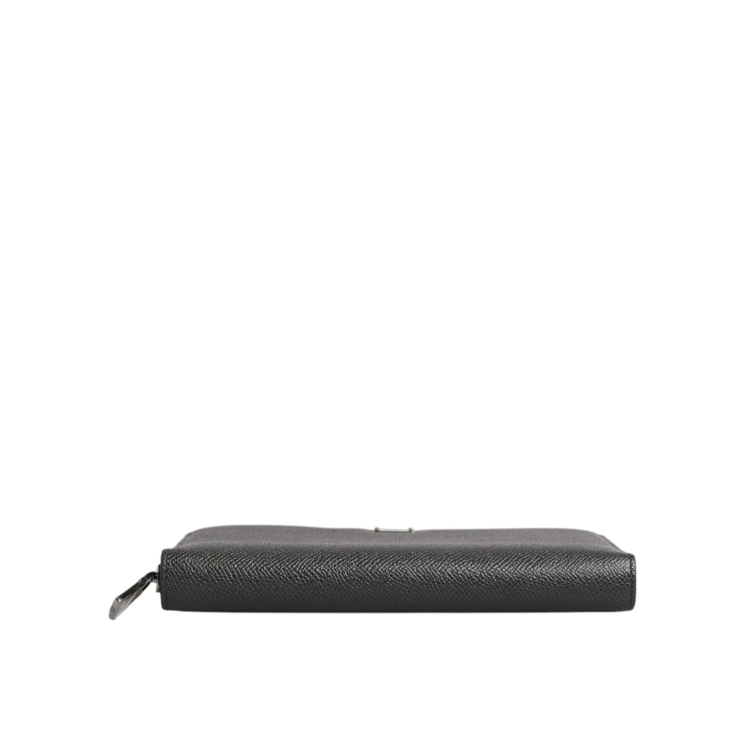 Dolce & Gabbana Dark Gray Leather DG Logo Zip Around Continental Wallet
