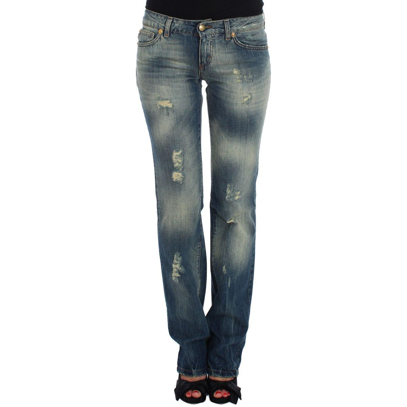 Cavalli Blue Cotton Low Waist Jeans