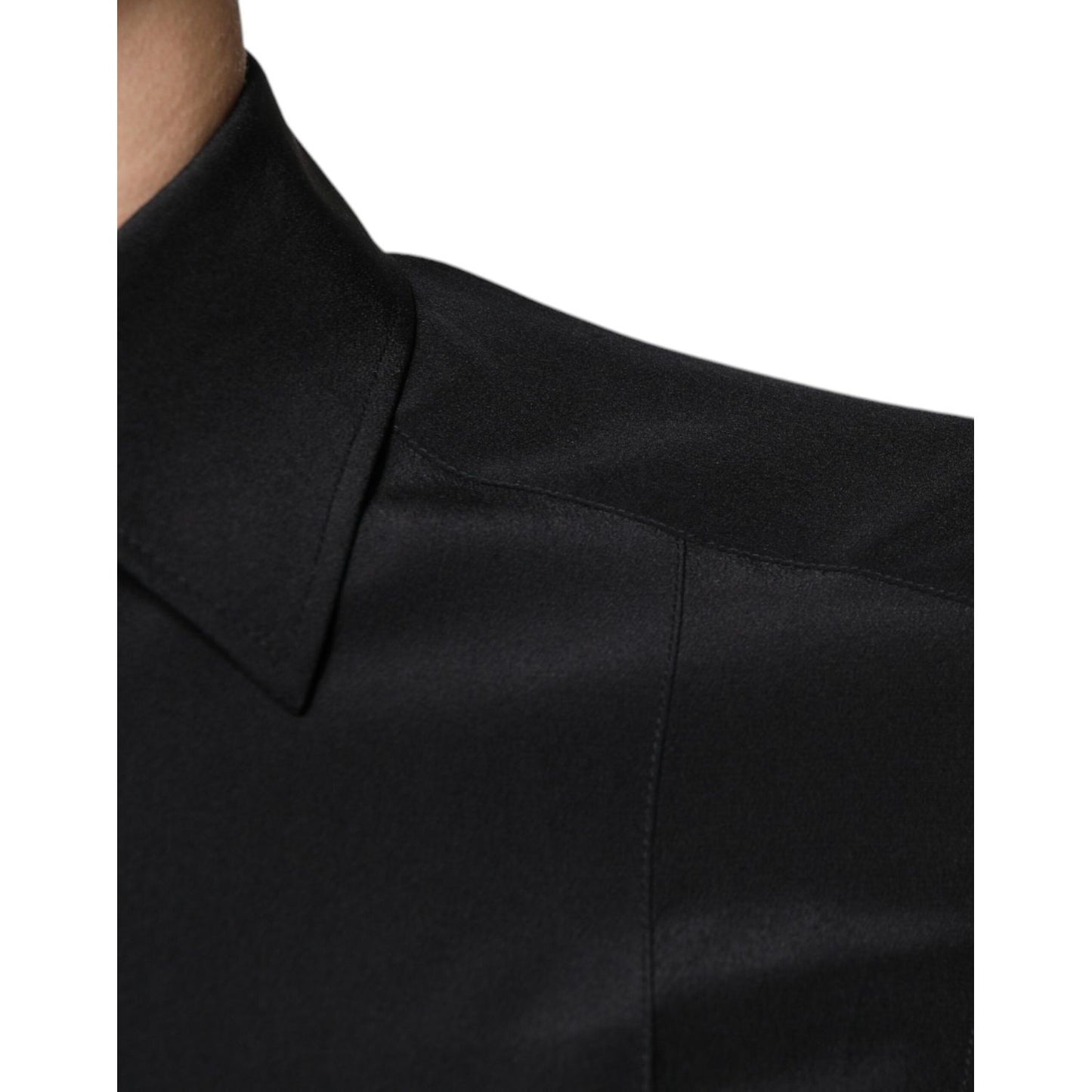 Dolce & Gabbana Black Silk Long Sleeves GOLD Dress Shirt Dolce & Gabbana