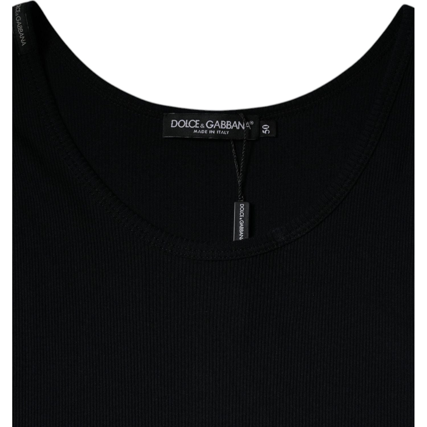 Dolce & Gabbana Black Cotton Sleeveless Round Neck Tank T-shirt