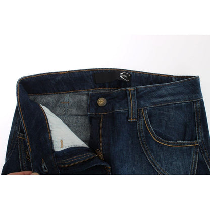 Cavalli Blue Cotton Stretch Low Waist Jeans