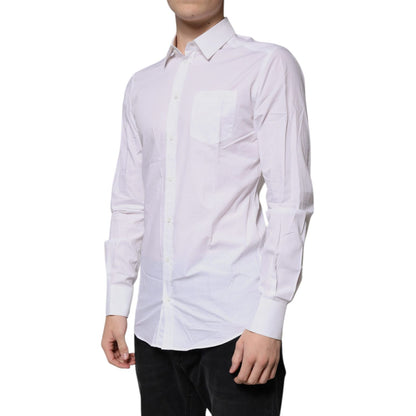 Dolce & Gabbana White Cotton Long Sleeves GOLD Dress Shirt Dolce & Gabbana