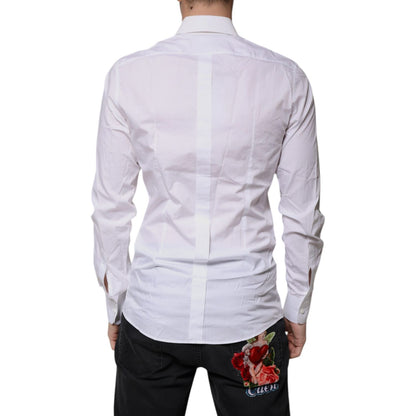 Dolce & Gabbana White Cotton Long Sleeves GOLD Dress Shirt Dolce & Gabbana
