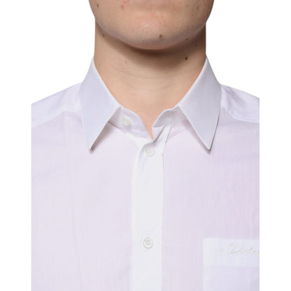 Dolce & Gabbana White Cotton Long Sleeves GOLD Dress Shirt Dolce & Gabbana