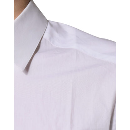 Dolce & Gabbana White Cotton Long Sleeves GOLD Dress Shirt Dolce & Gabbana