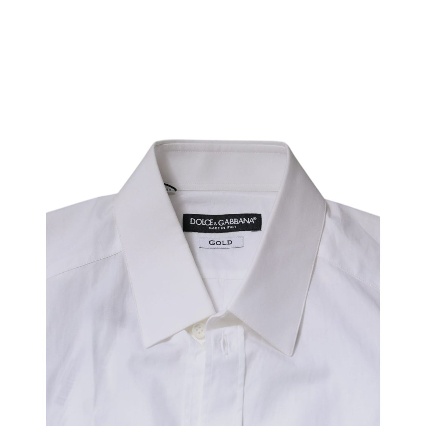 Dolce & Gabbana White Cotton Long Sleeves GOLD Dress Shirt Dolce & Gabbana